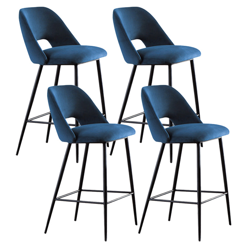 Taburete de bar tapizado de metal contemporáneo, taburete de bar Bristol con respaldo bajo para cocina