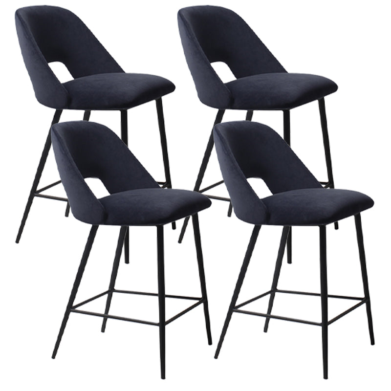 Taburete de bar tapizado de metal contemporáneo, taburete de bar Bristol con respaldo bajo para cocina