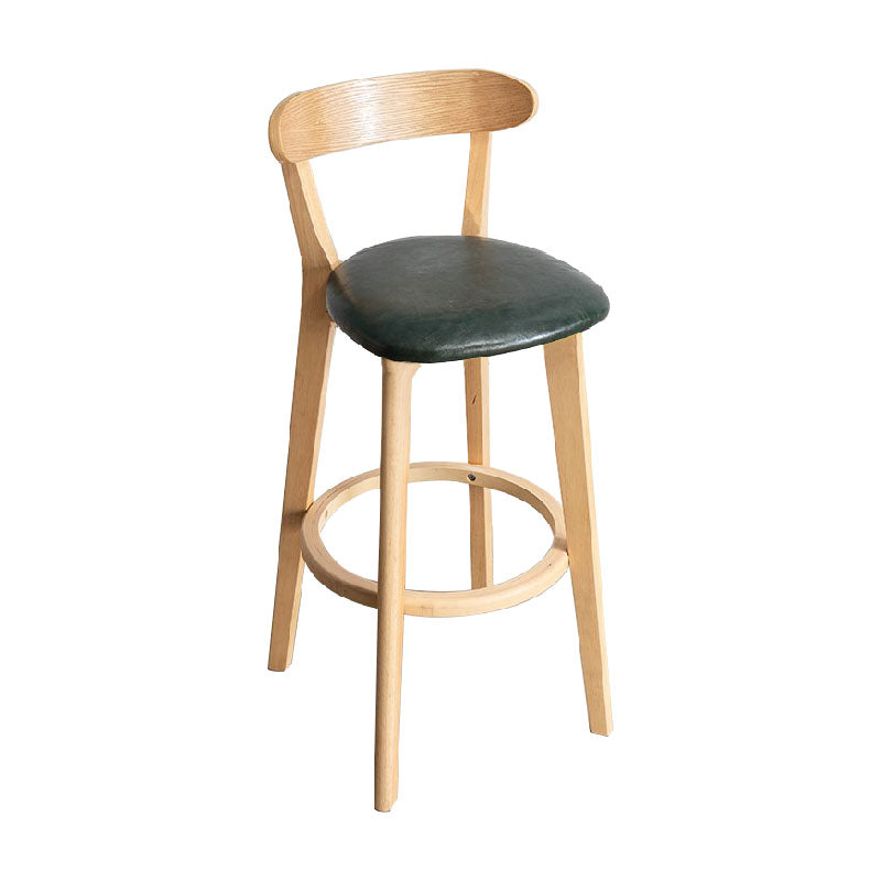 Contemporary Solid Wood Barstool Indoor Bar Stool with Low Back and Footrest