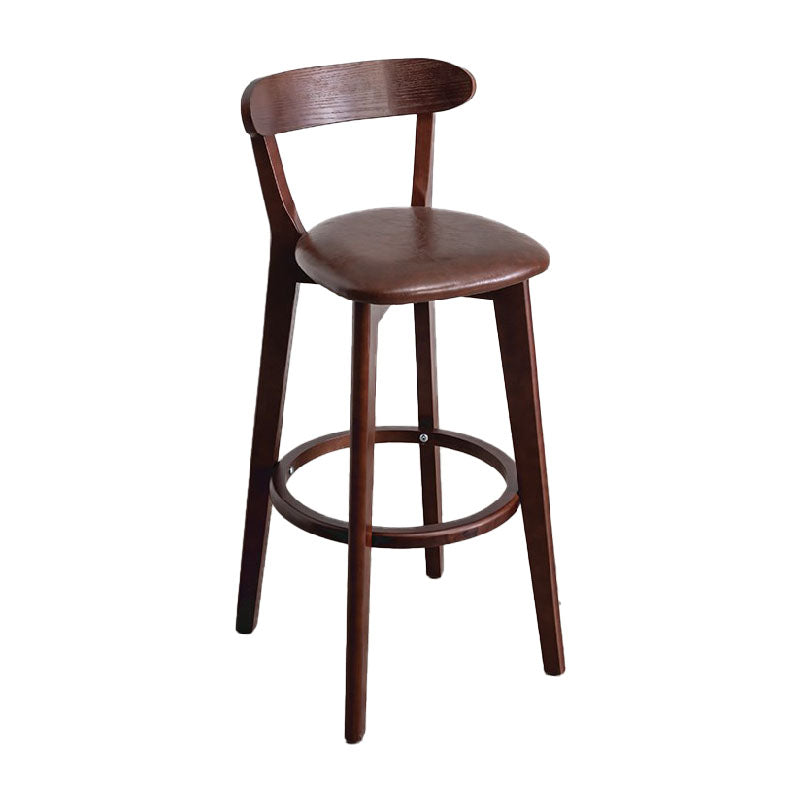 Contemporary Solid Wood Barstool Indoor Bar Stool with Low Back and Footrest