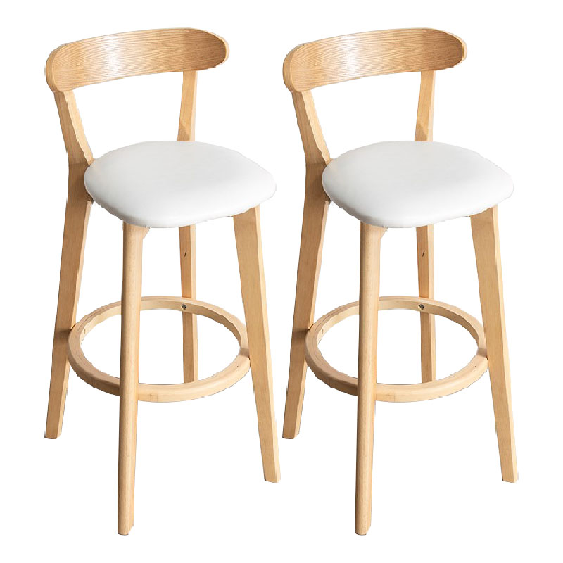 Contemporary Solid Wood Barstool Indoor Bar Stool with Low Back and Footrest