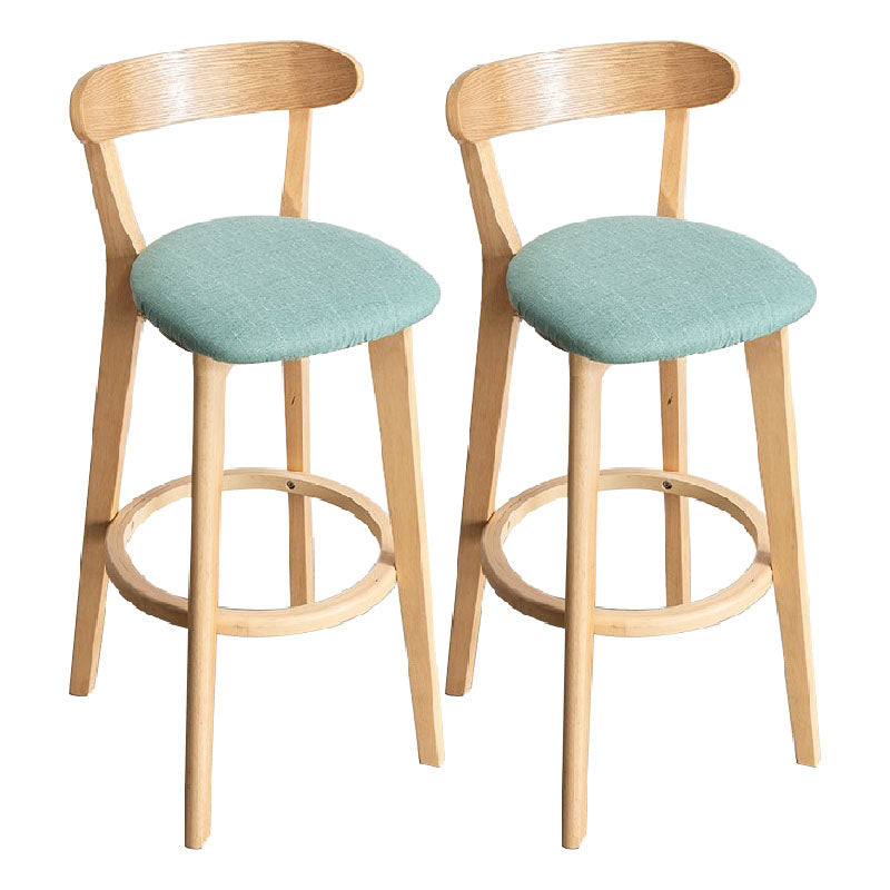 Contemporary Solid Wood Barstool Indoor Bar Stool with Low Back and Footrest