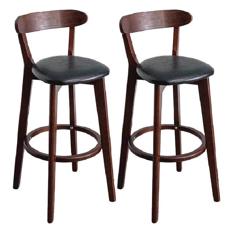 Contemporary Solid Wood Barstool Indoor Bar Stool with Low Back and Footrest