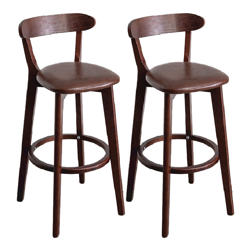 Contemporary Solid Wood Barstool Indoor Bar Stool with Low Back and Footrest