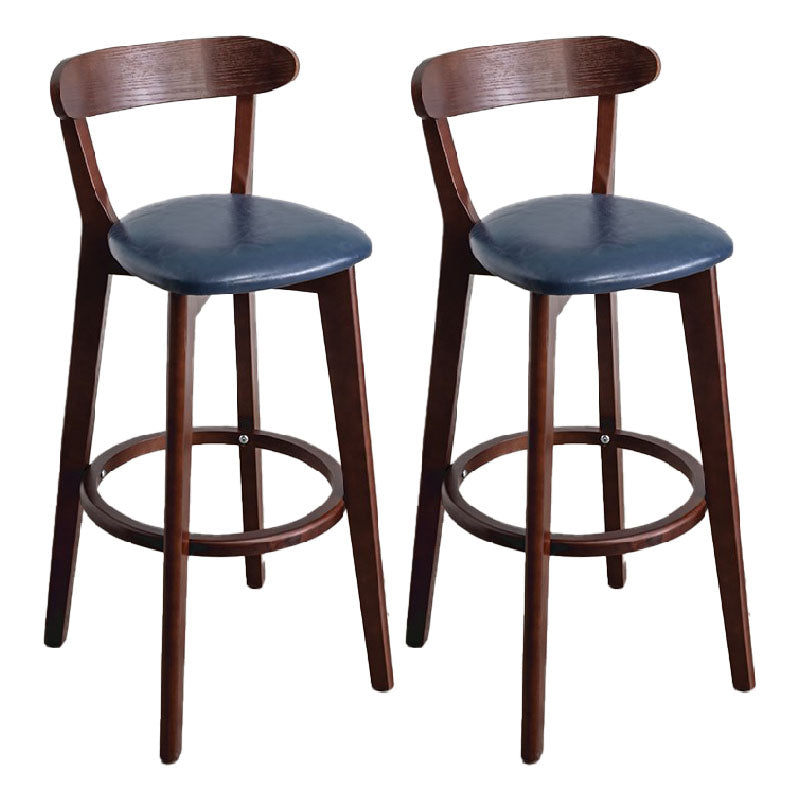 Contemporary Solid Wood Barstool Indoor Bar Stool with Low Back and Footrest