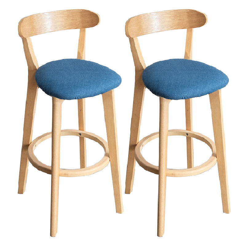 Contemporary Solid Wood Barstool Indoor Bar Stool with Low Back and Footrest