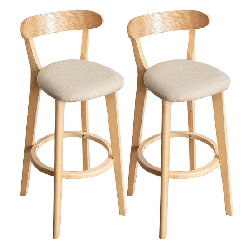 Contemporary Solid Wood Barstool Indoor Bar Stool with Low Back and Footrest