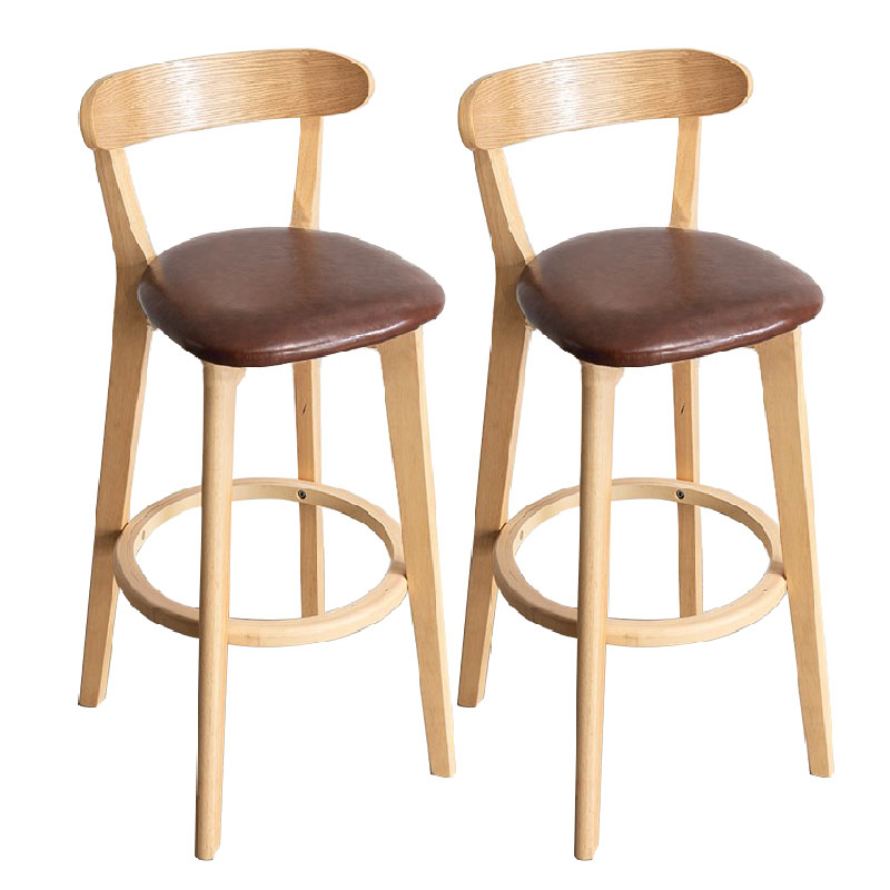 Contemporary Solid Wood Barstool Indoor Bar Stool with Low Back and Footrest
