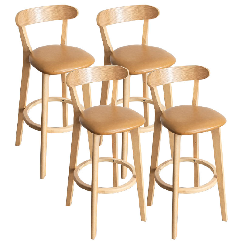 Contemporary Solid Wood Barstool Indoor Bar Stool with Low Back and Footrest