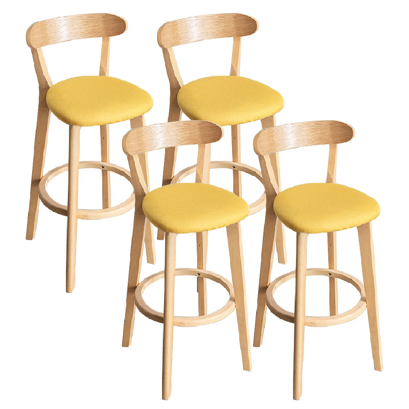 Contemporary Solid Wood Barstool Indoor Bar Stool with Low Back and Footrest