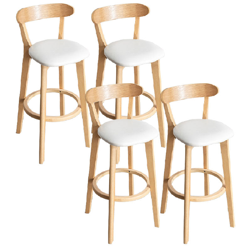 Contemporary Solid Wood Barstool Indoor Bar Stool with Low Back and Footrest