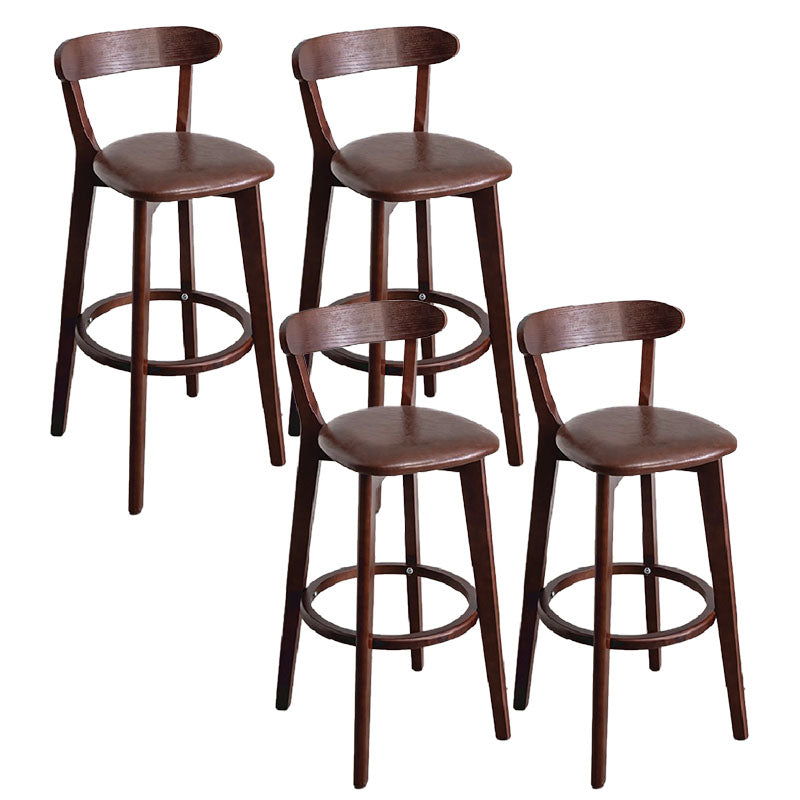 Contemporary Solid Wood Barstool Indoor Bar Stool with Low Back and Footrest