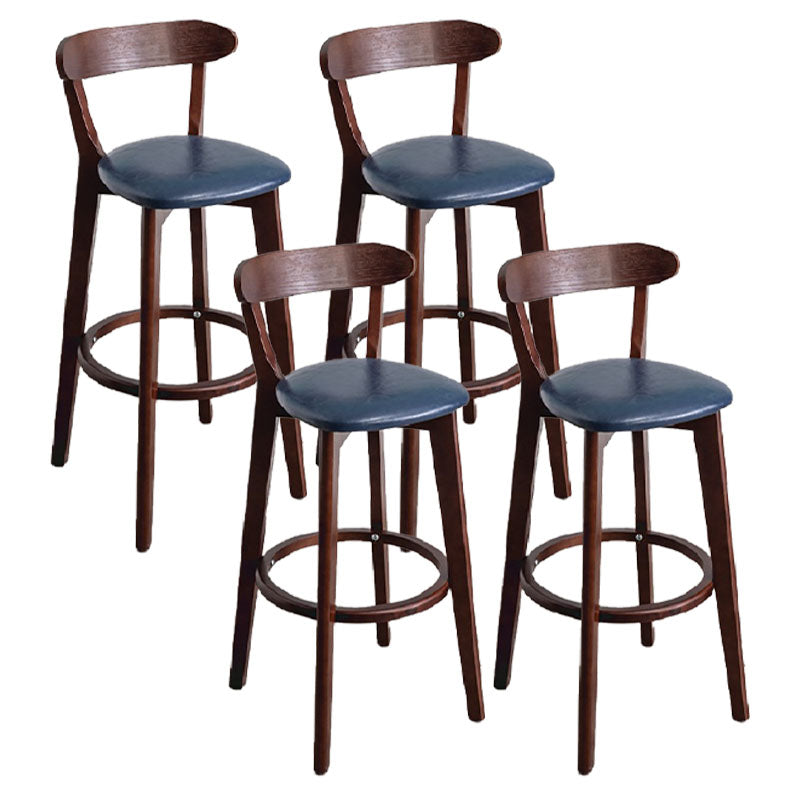 Contemporary Solid Wood Barstool Indoor Bar Stool with Low Back and Footrest