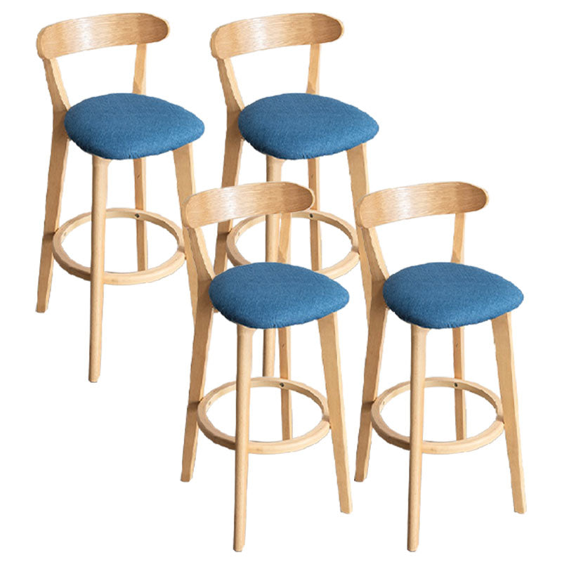 Contemporary Solid Wood Barstool Indoor Bar Stool with Low Back and Footrest