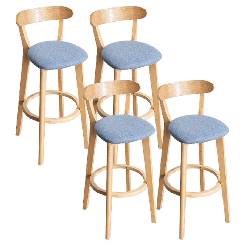 Contemporary Solid Wood Barstool Indoor Bar Stool with Low Back and Footrest