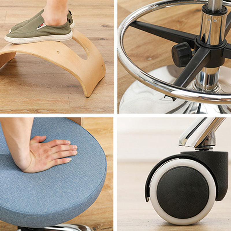 Industrial Style Bar-stool Round Seat with Adjustable Height Barstool for Kitchen
