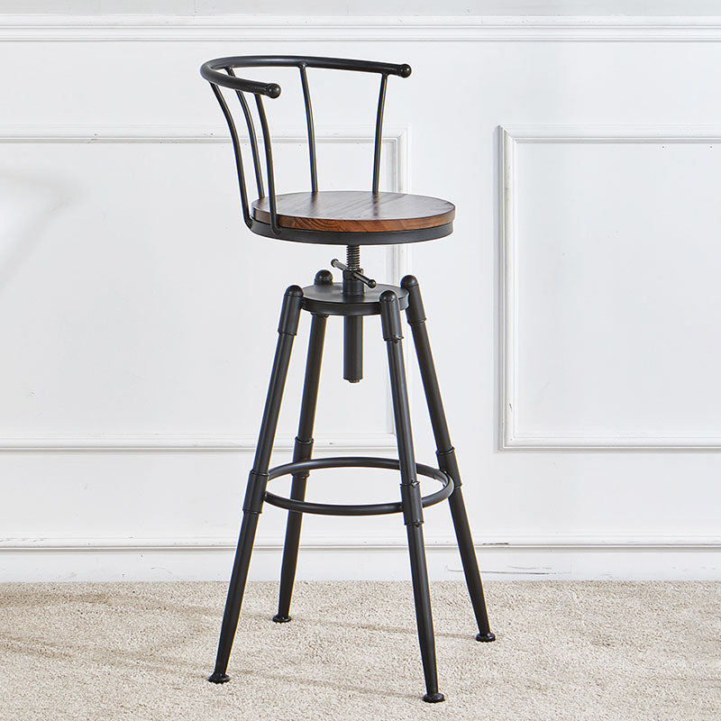Barhocker im Industriestil, Metall, 4 Beine, runder Sitz, Barhocker für Küchenbar