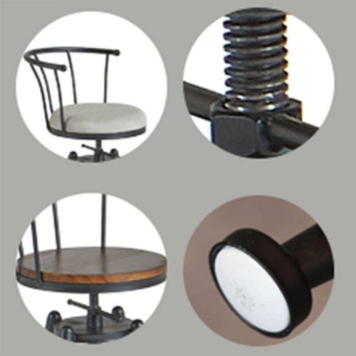 Barhocker im Industriestil, Metall, 4 Beine, runder Sitz, Barhocker für Küchenbar