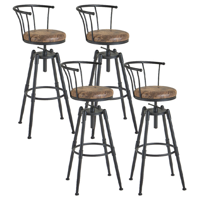Barhocker im Industriestil, Metall, 4 Beine, runder Sitz, Barhocker für Küchenbar
