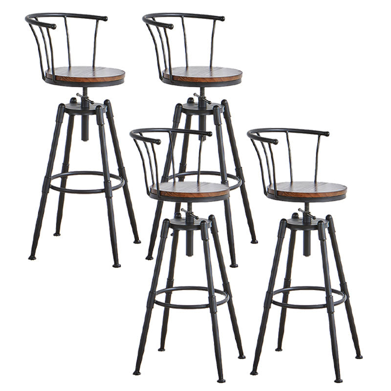 Barhocker im Industriestil, Metall, 4 Beine, runder Sitz, Barhocker für Küchenbar