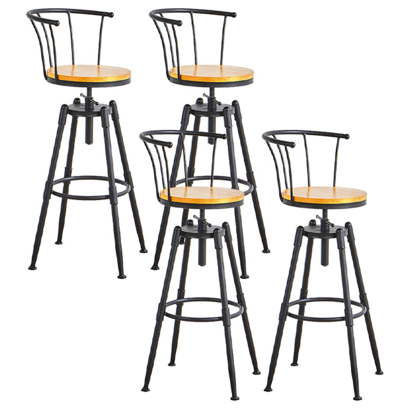 Barhocker im Industriestil, Metall, 4 Beine, runder Sitz, Barhocker für Küchenbar