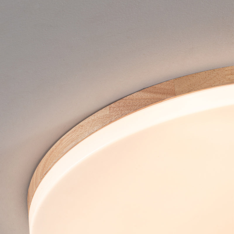 Geometry Shape LED Ceiling Lamp Modern Simple Style Wood 1 Light Flush Mount for Living Room