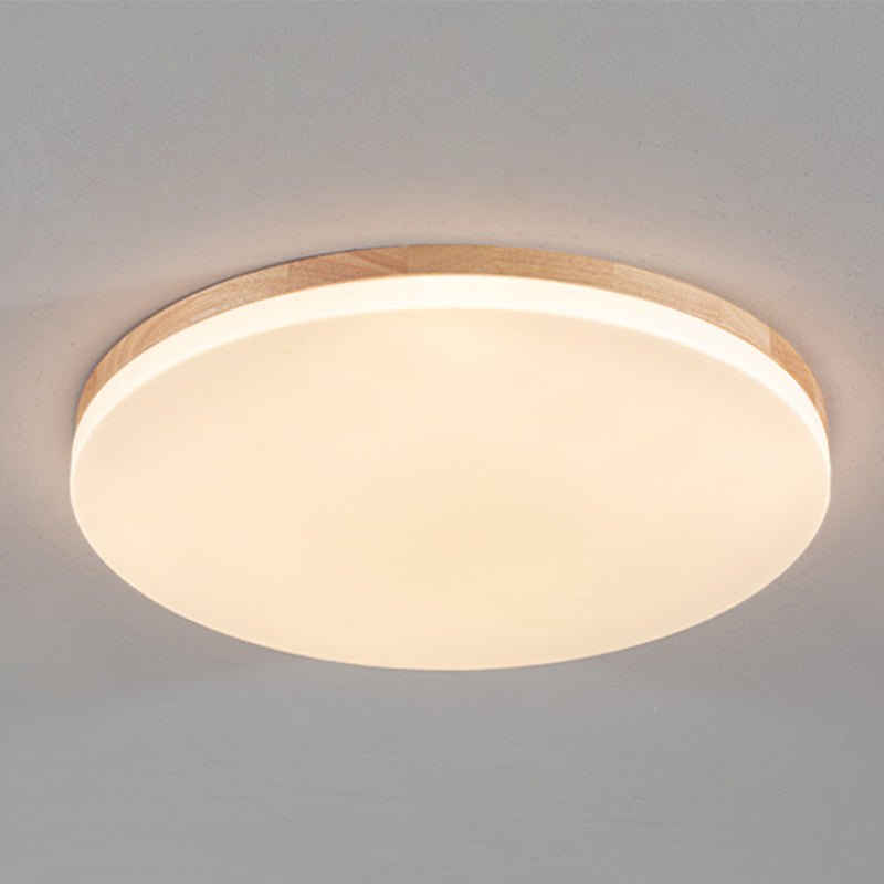 Geometry Shape LED Ceiling Lamp Modern Simple Style Wood 1 Light Flush Mount for Living Room