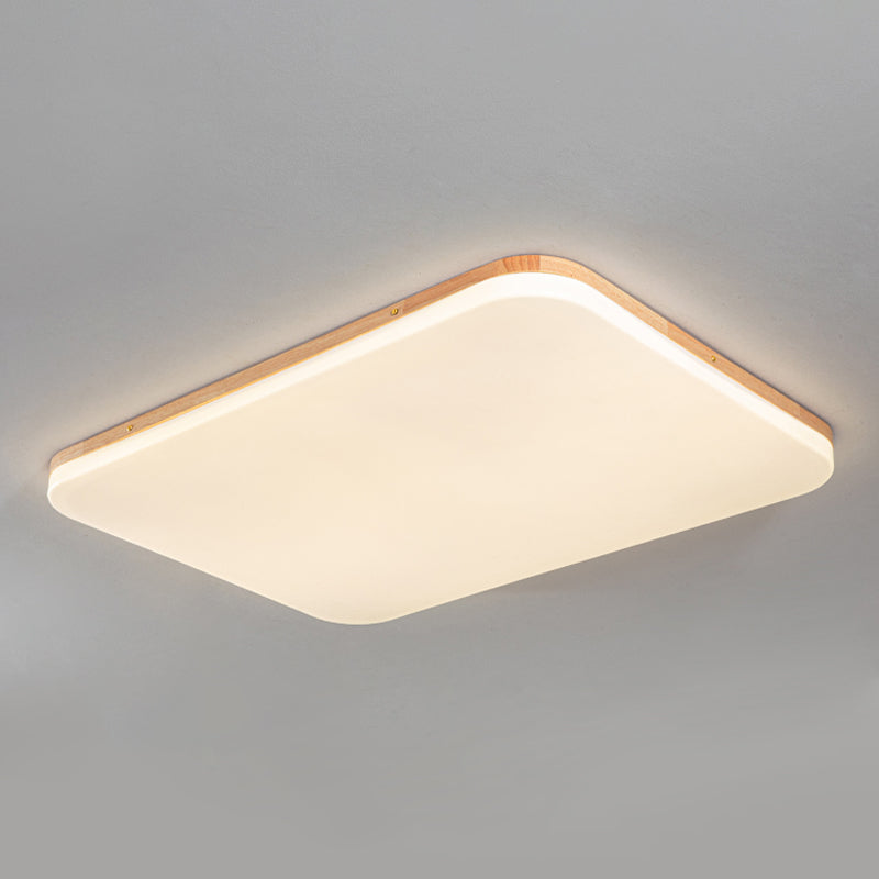 Geometry Shape LED Ceiling Lamp Modern Simple Style Wood 1 Light Flush Mount for Living Room