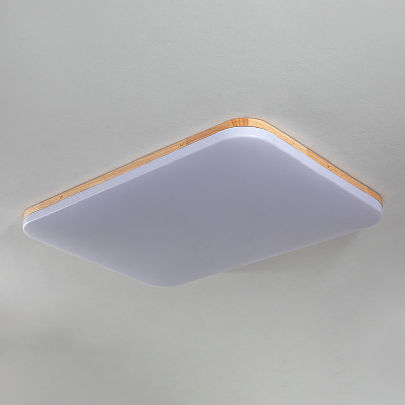 Geometry Shape LED Ceiling Lamp Modern Simple Style Wood 1 Light Flush Mount for Living Room