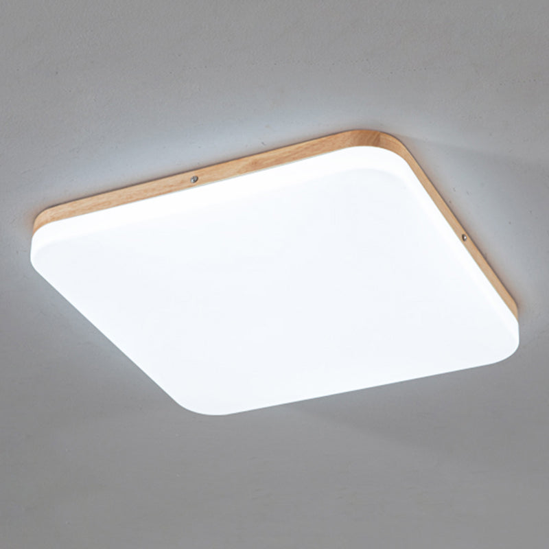 Geometry Shape LED Ceiling Lamp Modern Simple Style Wood 1 Light Flush Mount for Living Room
