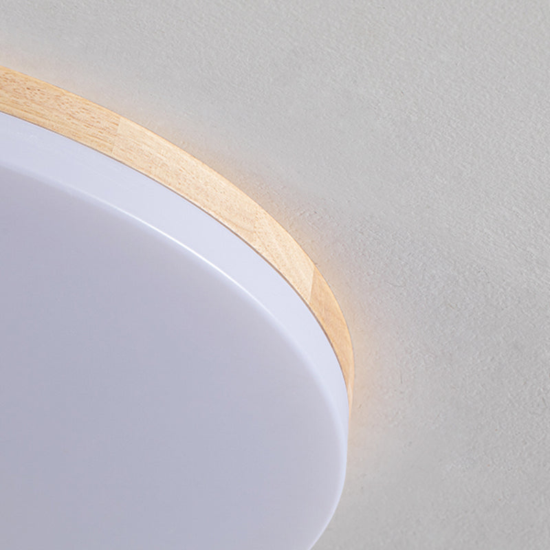 Geometry Shape LED Ceiling Lamp Modern Simple Style Wood 1 Light Flush Mount for Living Room