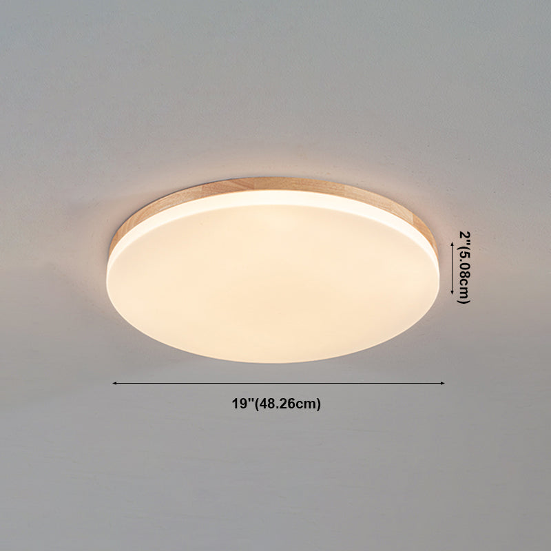 Geometry Shape LED Ceiling Lamp Modern Simple Style Wood 1 Light Flush Mount for Living Room