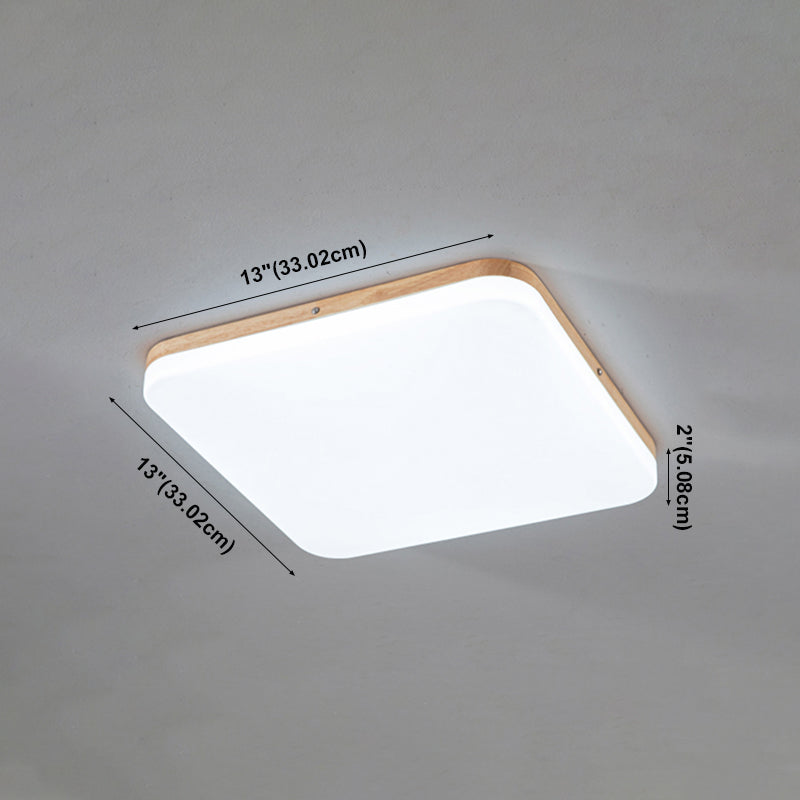 Geometry Shape LED Ceiling Lamp Modern Simple Style Wood 1 Light Flush Mount for Living Room