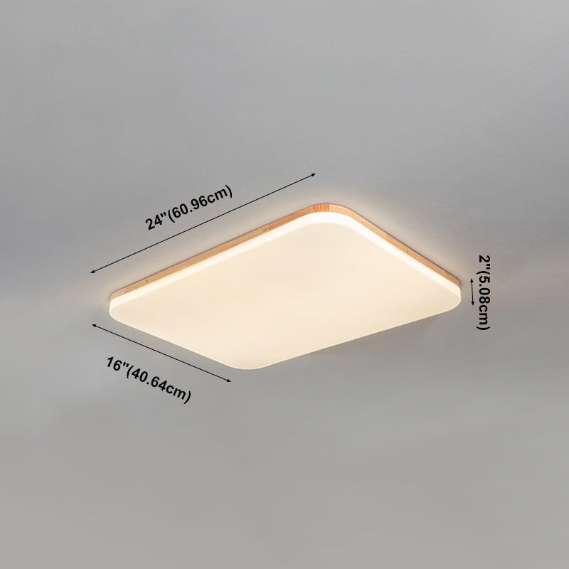 Geometry Shape LED Ceiling Lamp Modern Simple Style Wood 1 Light Flush Mount for Living Room
