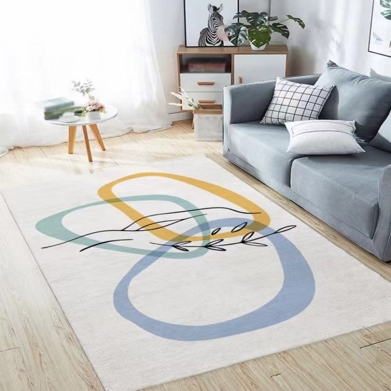 Orange Modern Rug Polyester Abstract Print Rug Stain Resistant Rug for Drawing Room