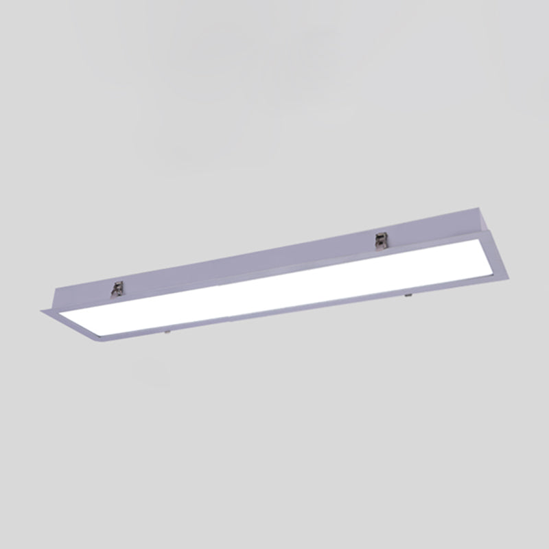 Plafonnier LED de forme rectangulaire en aluminium moderne, 1 lumière, montage encastré pour allée