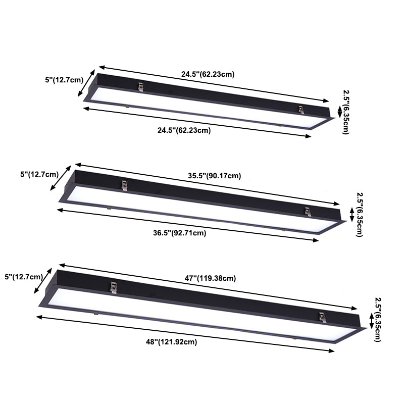 Rectangle Shape LED Ceiling Lamp Modern Aluminium 1 Light Flush Mount for Aisle