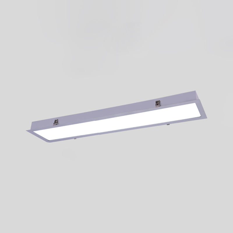 Plafonnier LED de forme rectangulaire en aluminium moderne, 1 lumière, montage encastré pour allée