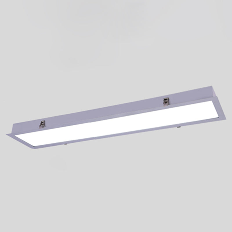 Plafonnier LED de forme rectangulaire en aluminium moderne, 1 lumière, montage encastré pour allée