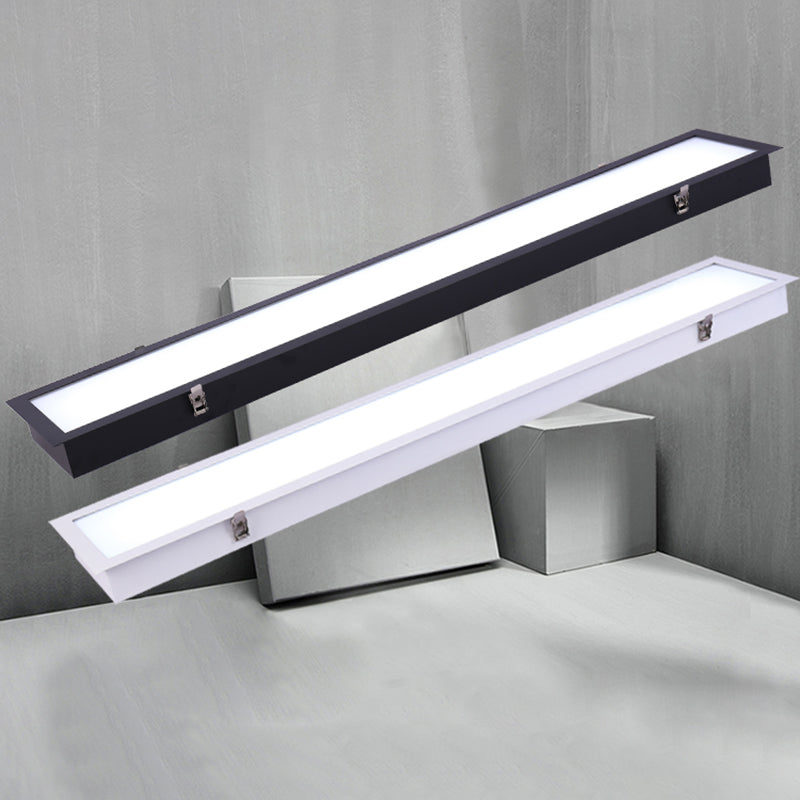 Plafonnier LED de forme rectangulaire en aluminium moderne, 1 lumière, montage encastré pour allée