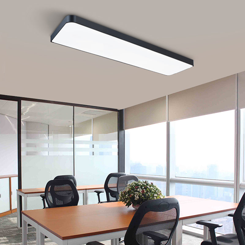 Rectangle Shape LED Ceiling Lamp Modern Iron 1 Light Flush Mount for Conference Room