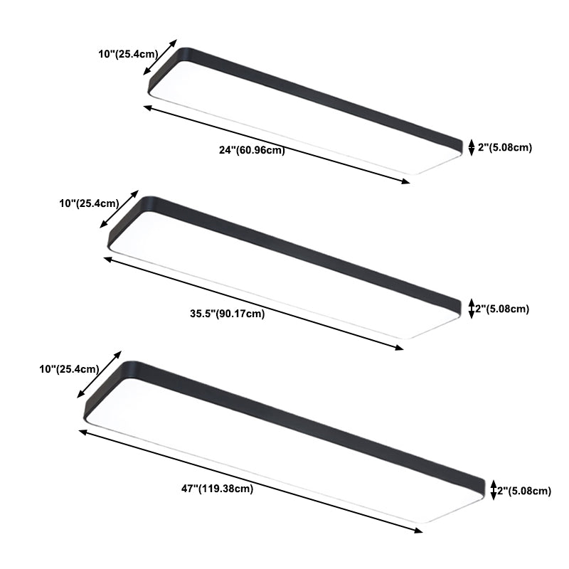 Rectangle Shape LED Ceiling Lamp Modern Iron 1 Light Flush Mount for Conference Room