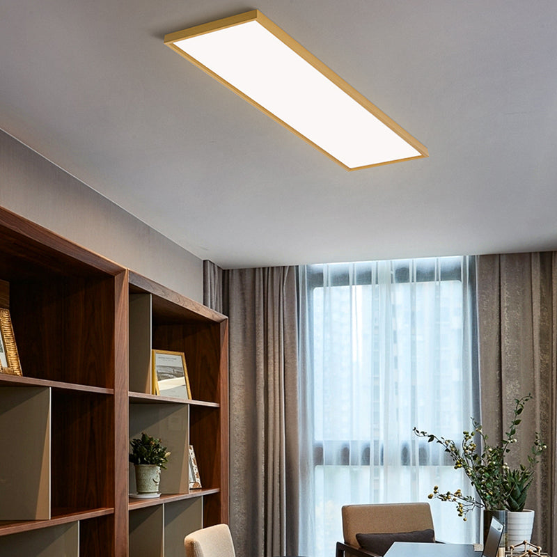 Plafonnier LED de forme rectangulaire en aluminium moderne, 1 lumière, montage encastré pour salle à manger