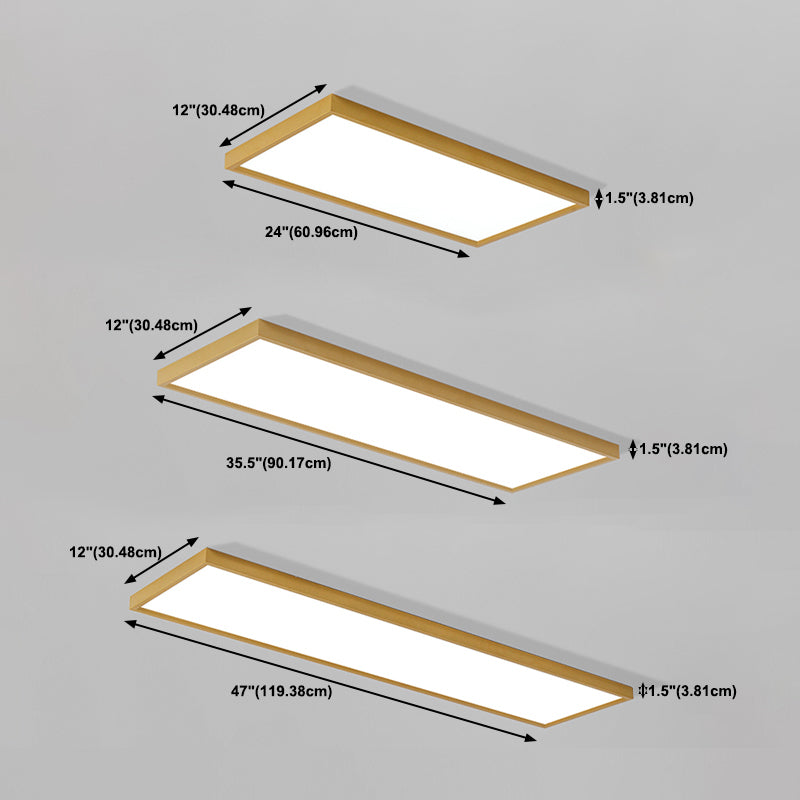 Plafonnier LED de forme rectangulaire en aluminium moderne, 1 lumière, montage encastré pour salle à manger