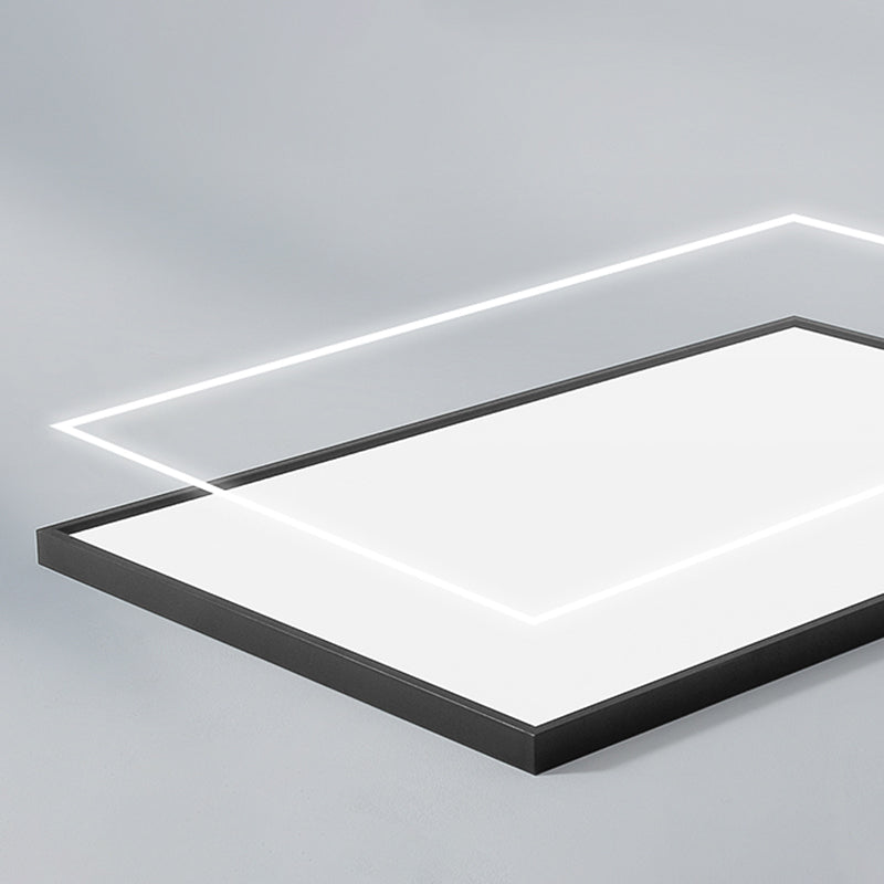 Plafonnier LED de forme rectangulaire en aluminium moderne, 1 lumière, montage encastré pour salle à manger