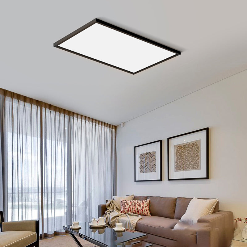 Plafonnier LED de forme rectangulaire en aluminium moderne, 1 lumière, montage encastré pour salle à manger