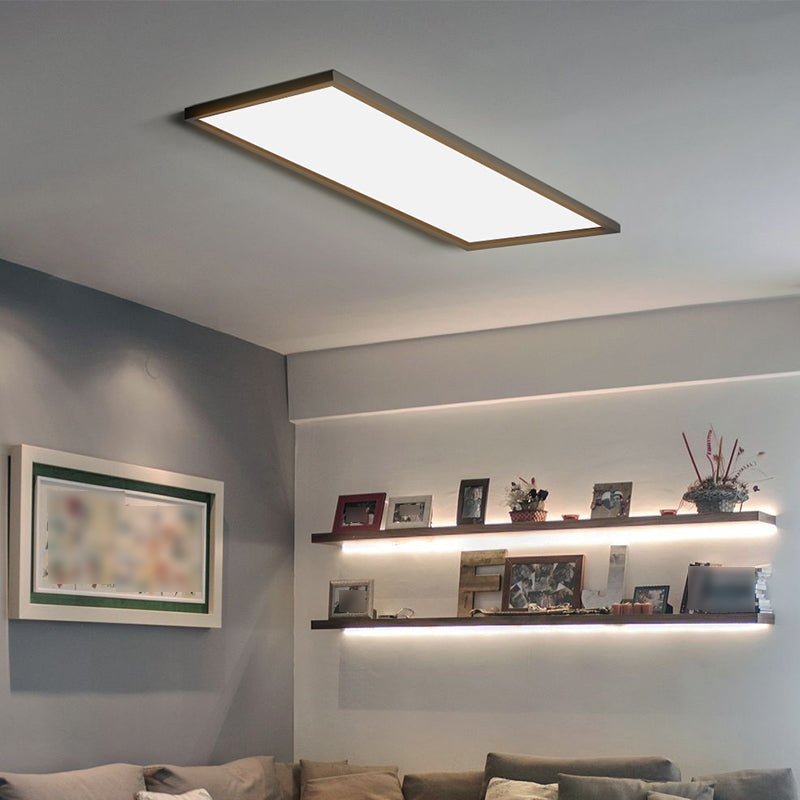 Plafonnier LED de forme rectangulaire en aluminium moderne, 1 lumière, montage encastré pour salle à manger