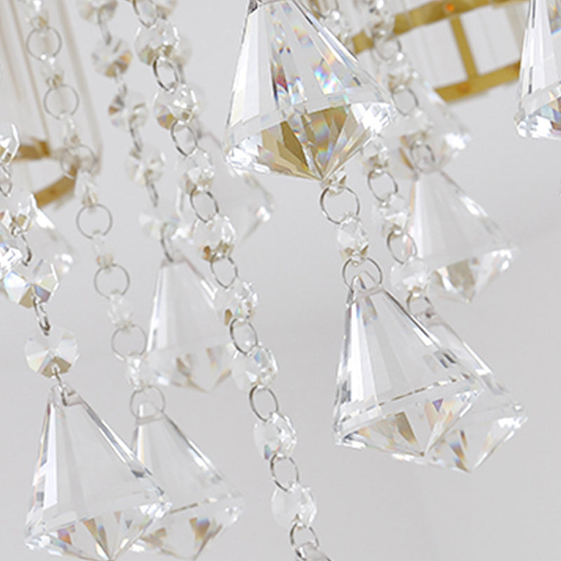 Contemporary Cylinder Flush Light Fixture Crystal Flushmount Lighting for Living Room