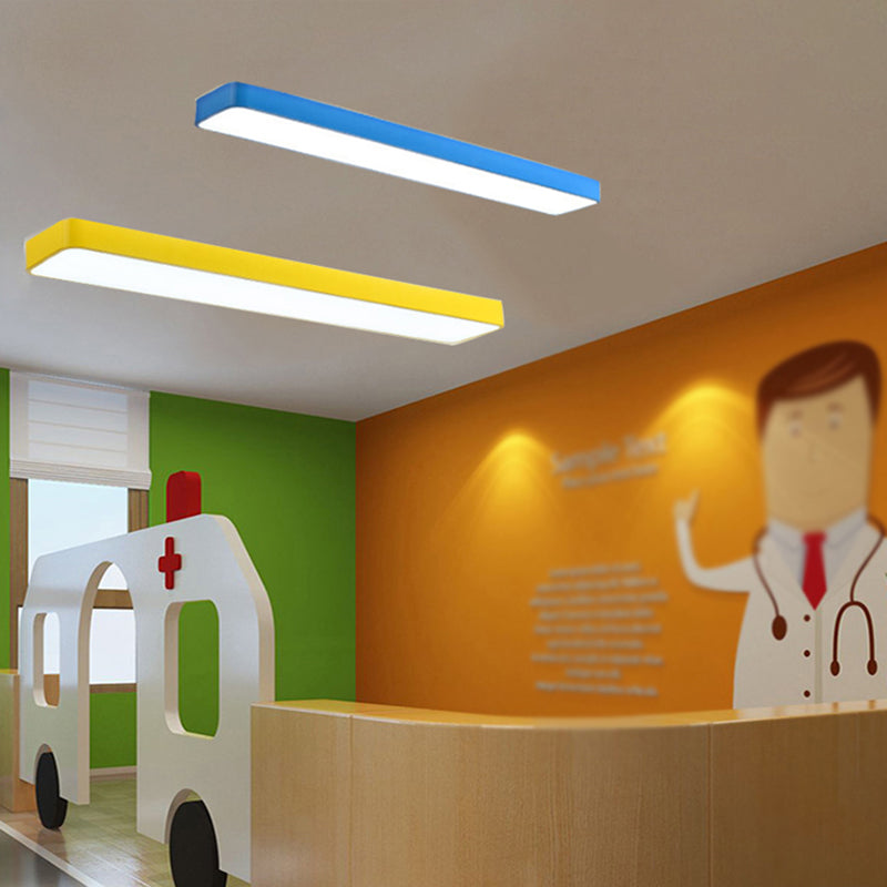 Plafonnier LED de forme rectangulaire en fer moderne, 1 lumière, encastré pour chambre d'enfant