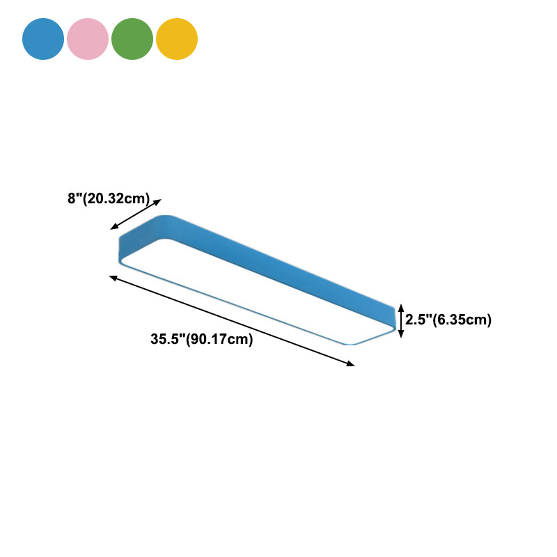 Rectangle Shape LED Ceiling Lamp Modern Iron 1 Light Flush Mount for Children's Room